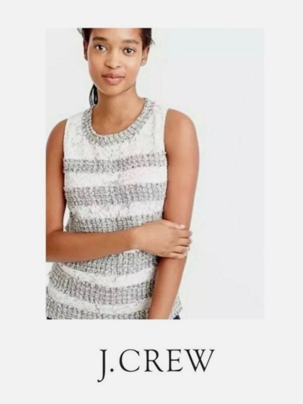 J. Crew NWT Lace Stripe Tank - Ivory, Size M